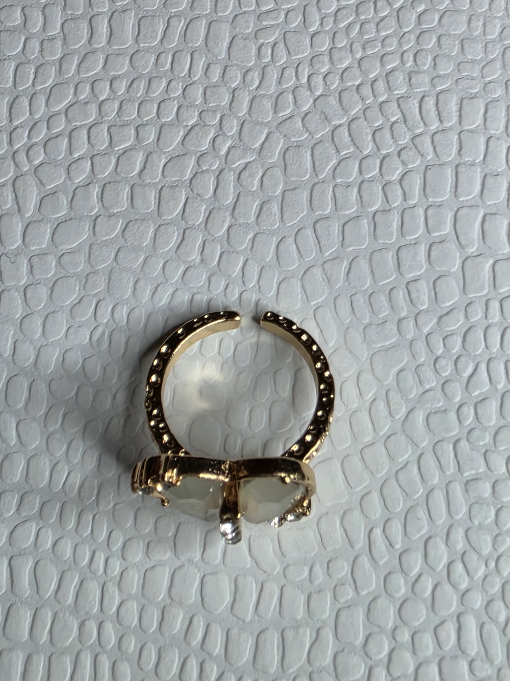 Gold Butterfly Statement Ring - White Gem Accents